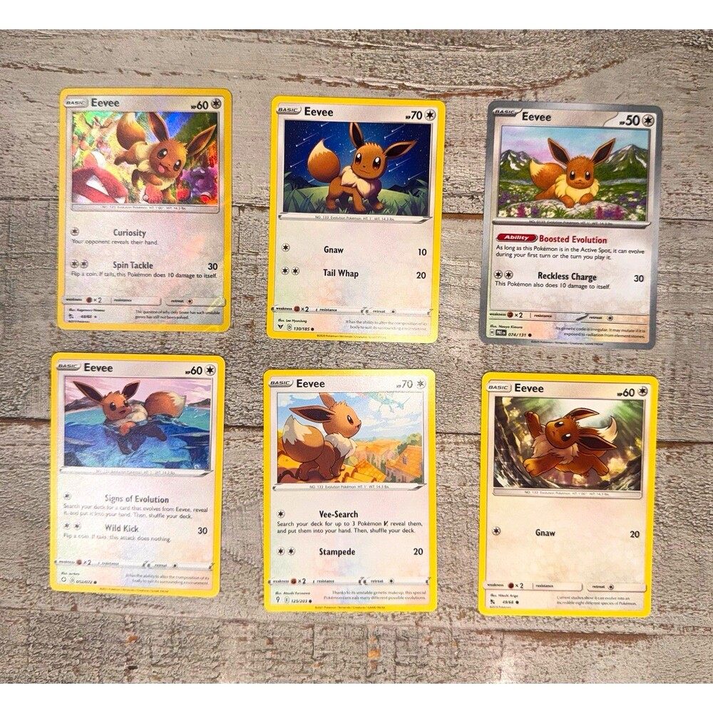 Pokémon Eevee 6 Card Lot Hidden Fates Reverse Holo Evolving Skies Prismatic